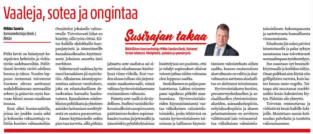 Vaaleja, sotea ja ongintaa  