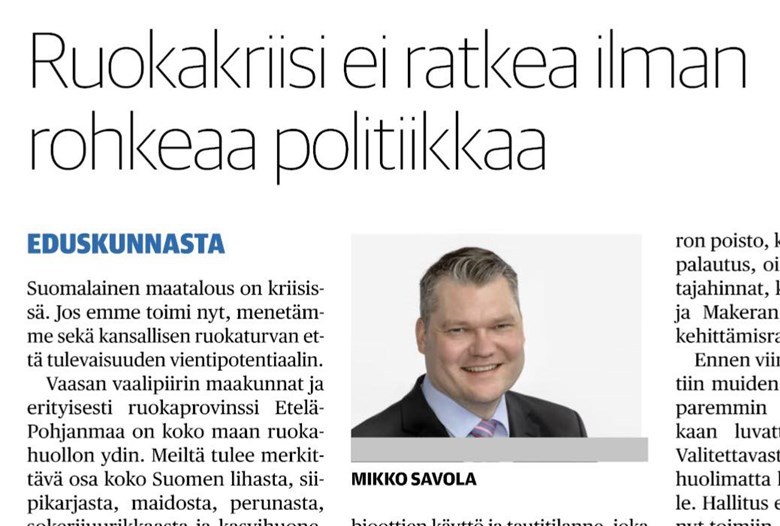 Ruokakriisi ei ratkea ilman rohkeaa politiikkaa